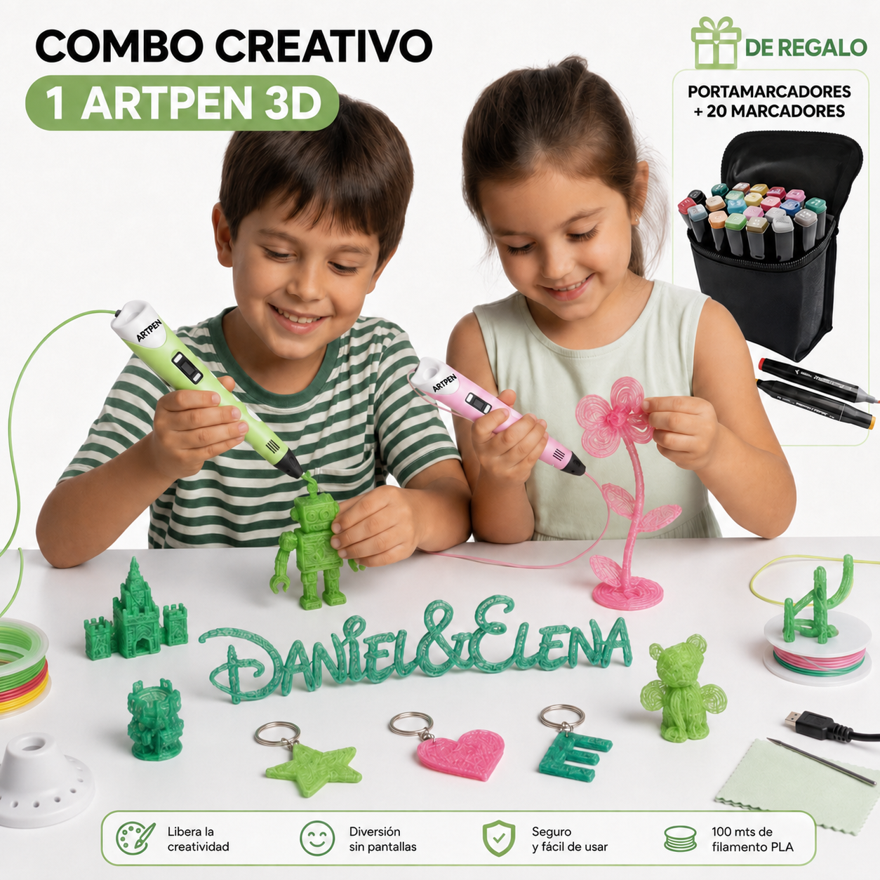 LÁPIZ DE IMPRESIÓN 3D + SET 24 MARCADORES