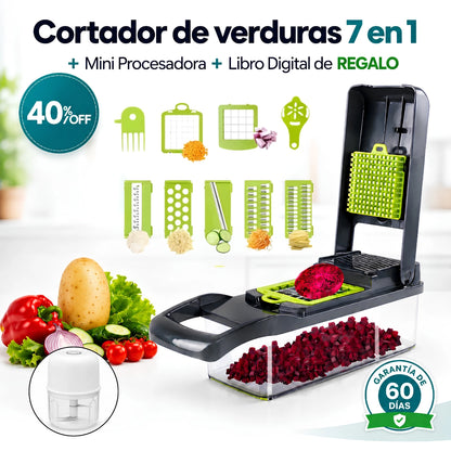 Kit Cocina Resuelta - Cortador 7 en 1 + Mini procesador.