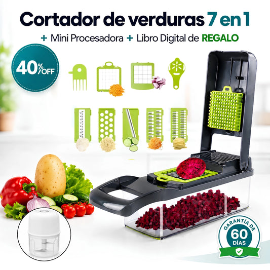 Kit Cocina Resuelta - Cortador 7 en 1 + Mini procesador.