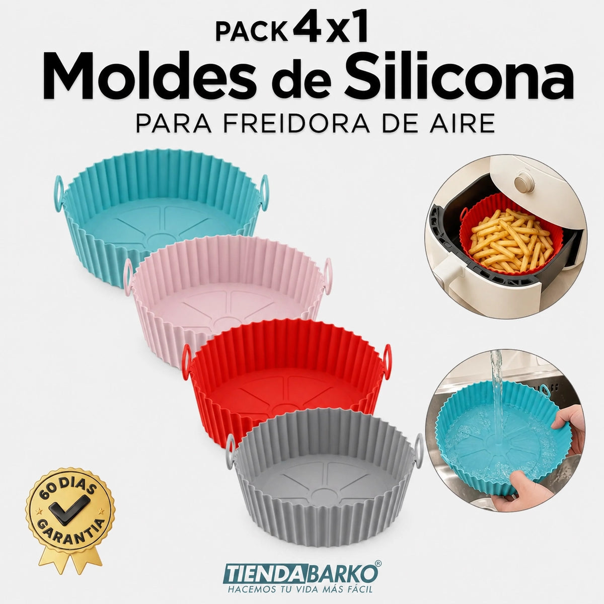 PROMO 4x1 en Bandejas de Silicona para Freidora de Aire