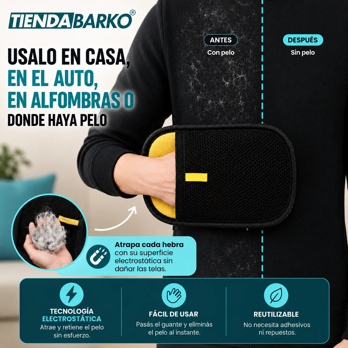 Guante Mágico® - Electroestático Quitapelos