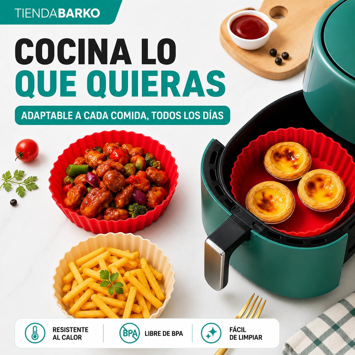 PROMO 4x1 en Bandejas de Silicona para Freidora de Aire