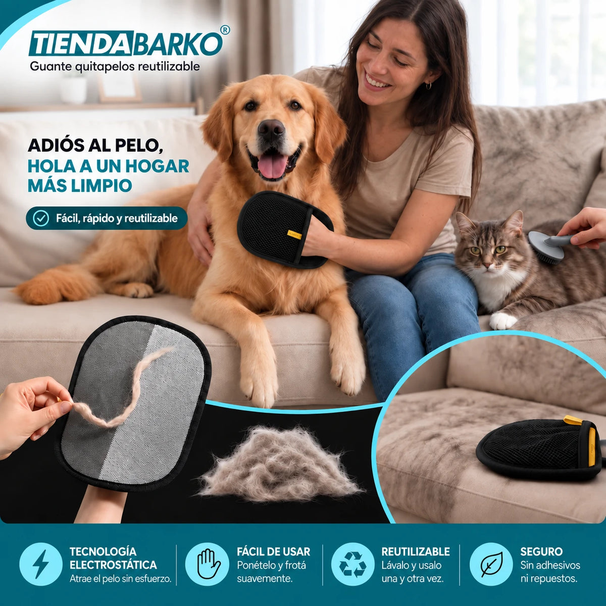 Guante Mágico® - Electroestático Quitapelos