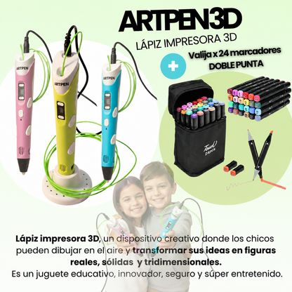LÁPIZ DE IMPRESIÓN 3D + SET 24 MARCADORES