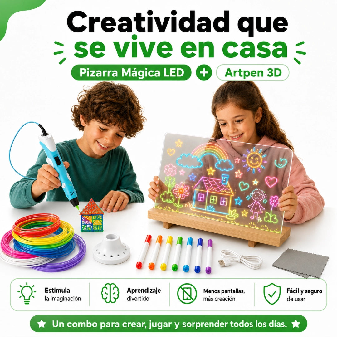 COMBO LÁPIZ 3D + PIZARRA LED