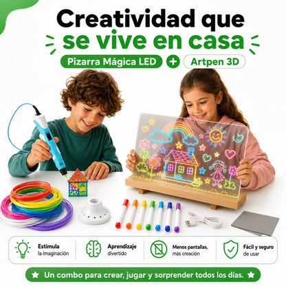 COMBO LÁPIZ 3D + PIZARRA LED