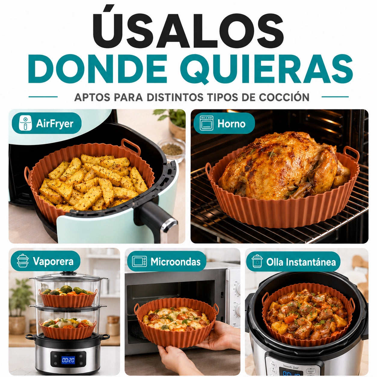 PROMO 4x1 en Bandejas de Silicona para Freidora de Aire
