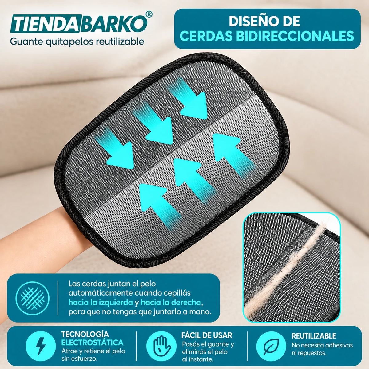Guante Mágico® - Electroestático Quitapelos