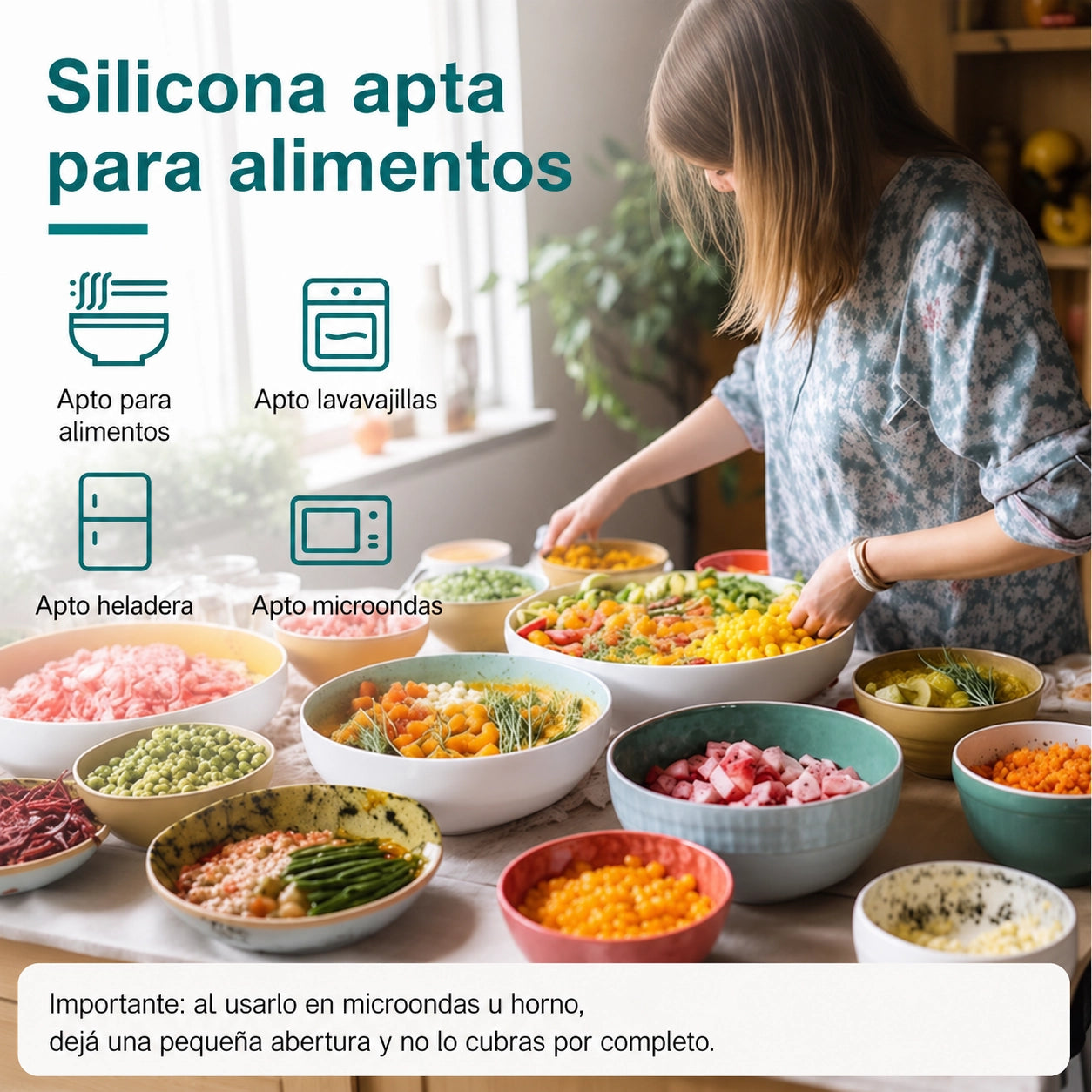 Set 6 Tapas Silicona Reutilizables y Flexibles - Libre de BPA