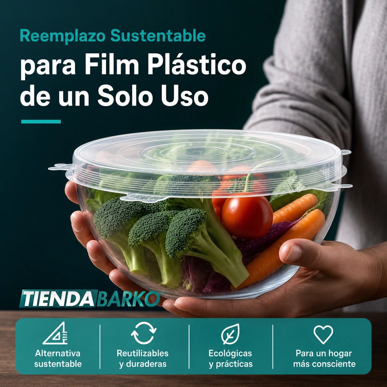 Set 6 Tapas Silicona Reutilizables y Flexibles - Libre de BPA