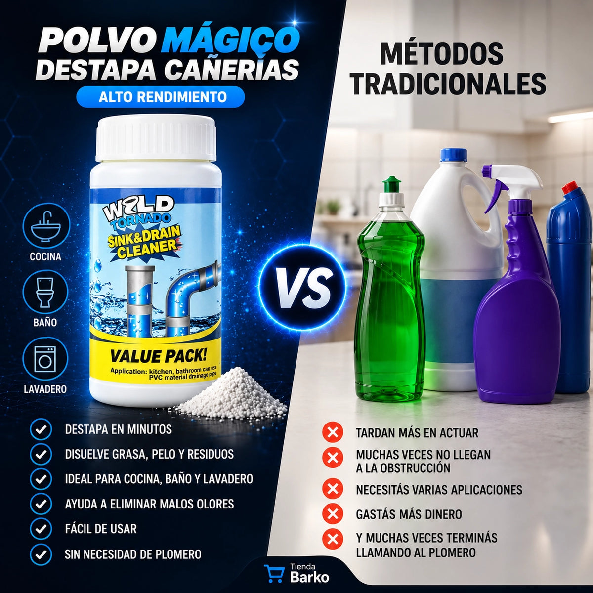 2x1 - Polvo Mágico Destapa Cañerías