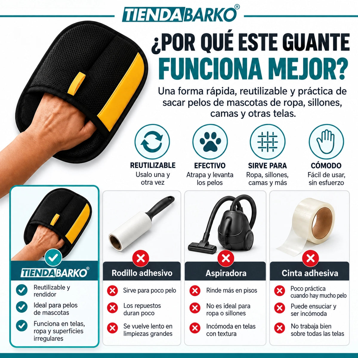 Guante Mágico® - Electroestático Quitapelos