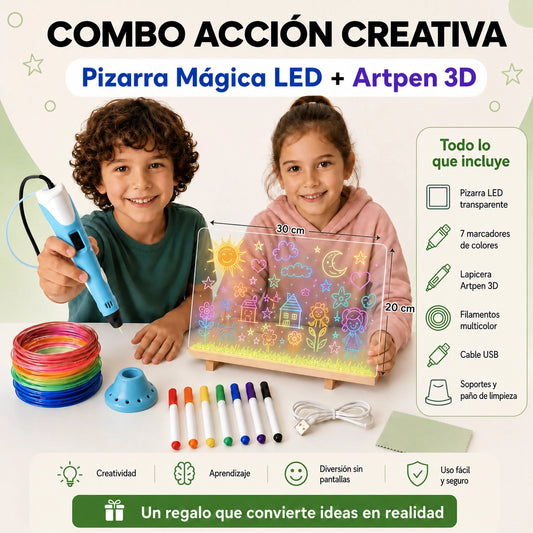 COMBO LÁPIZ 3D + PIZARRA LED